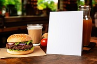 Blank menu mockup burger food cup.