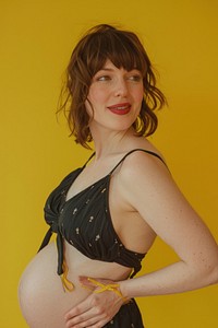 Pregnant underwear lingerie portrait.