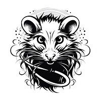 Rat illustrated stencil drawing.