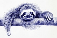 Vintage drawing sloth wildlife animal mammal.