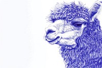 Drawing sketch mammal alpaca.