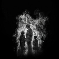 The isolated a family shape minimal smoke effect silhouette bonfire person.