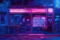 Illustration of cafe table neon bar.