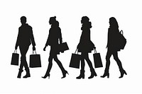 Group or people shopping silhouette clip art footwear handbag walking.