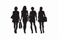 Group or people shopping silhouette clip art footwear handbag walking.