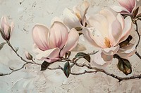 Close up on pale magnolia painting blossom flower.