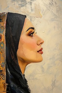 Muslim woman painting photography portrait.