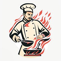 Illustration of chef cooking adult heat restaurant.