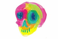 Mexican style skull illustrated painting drawing.