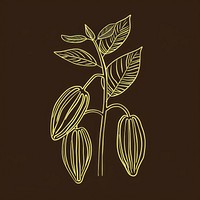 Cacao plant sketch line leaf.