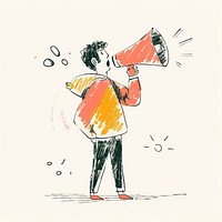 Man holding megaphone sketch drawing performance.