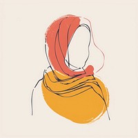Muslim woman sketch drawing scarf.