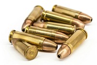 Bullets ammunition weapon white background.