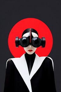 Fashion photography representing of futuristic cybernatic accessories binoculars accessory.