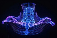 Glowing wireframe of collar bone chandelier x-ray lamp.