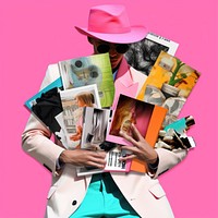 Minimal pop art collage represent of street men fashion advertisement publication electronics.