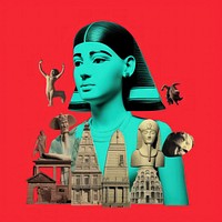 Pop Egypt traditional art collage represent of Egypt culture advertisement sculpture brochure.