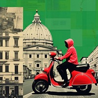 Pop italy traditional art collage represent of italy culture transportation motorcycle sweatshirt.