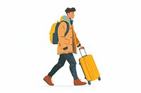 Man with luggage walking suitcase clothing baggage.
