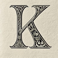 K letter alphabet ampersand weaponry symbol.