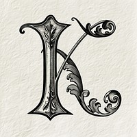 K letter alphabet art illustrated graphics.