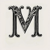 M letter alphabet symbol emblem logo.