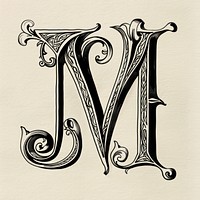 M letter alphabet art calligraphy handwriting.
