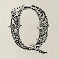 Q letter alphabet art illustrated accessories.