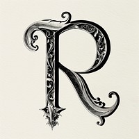 R letter alphabet art illustrated calligraphy.