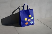 Blue tote bag mockup psd