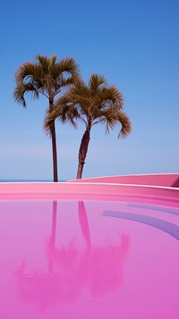 Pink swimming pool outdoors nature plant.