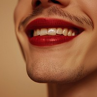 Man with deep red lips happy smile person.