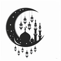 Crescent moon with mosque chandelier stencil lamp.