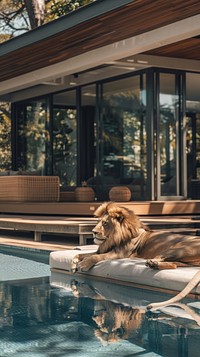 Animal lion pool bed.