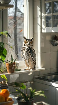 Animal owl windowsill produce.