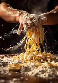 Making pasta sprinkling cooking person.