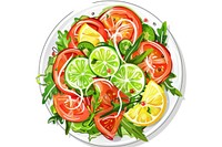 Illustration of salmon salad food platter produce.