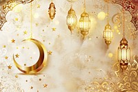 Illustration design Eid Mubarak gold accessories chandelier.