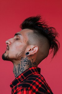 Middle eastern punk rock side portrait person tattoo human.
