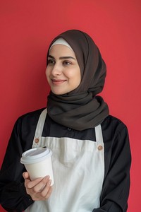 Middle eastern woman barista side portrait clothing apparel female.