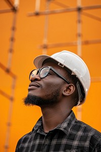 African construction worker side portrait accessories accessory clothing.