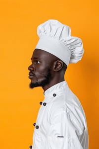 African chef side portrait clothing apparel person.