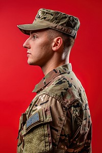 American army side portrait military soldier officer.