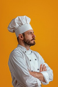 American chef side portrait person adult human.