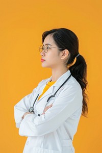 Asian woman doctor side portrait female person adult.