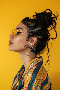 Latinx woman Dj side portrait photo photography accessories.