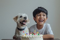 South asian boy and dog photo cake birthday cake.