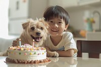 South asian boy and dog photo cake birthday cake.