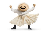 Happy smiling dancing chiba white toy white background.