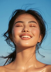 South East Asian woman happy smile skin.